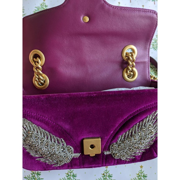 Gucci Velvet Matelasse Embroidered Mini GG Marmont - Picture 4 of 11